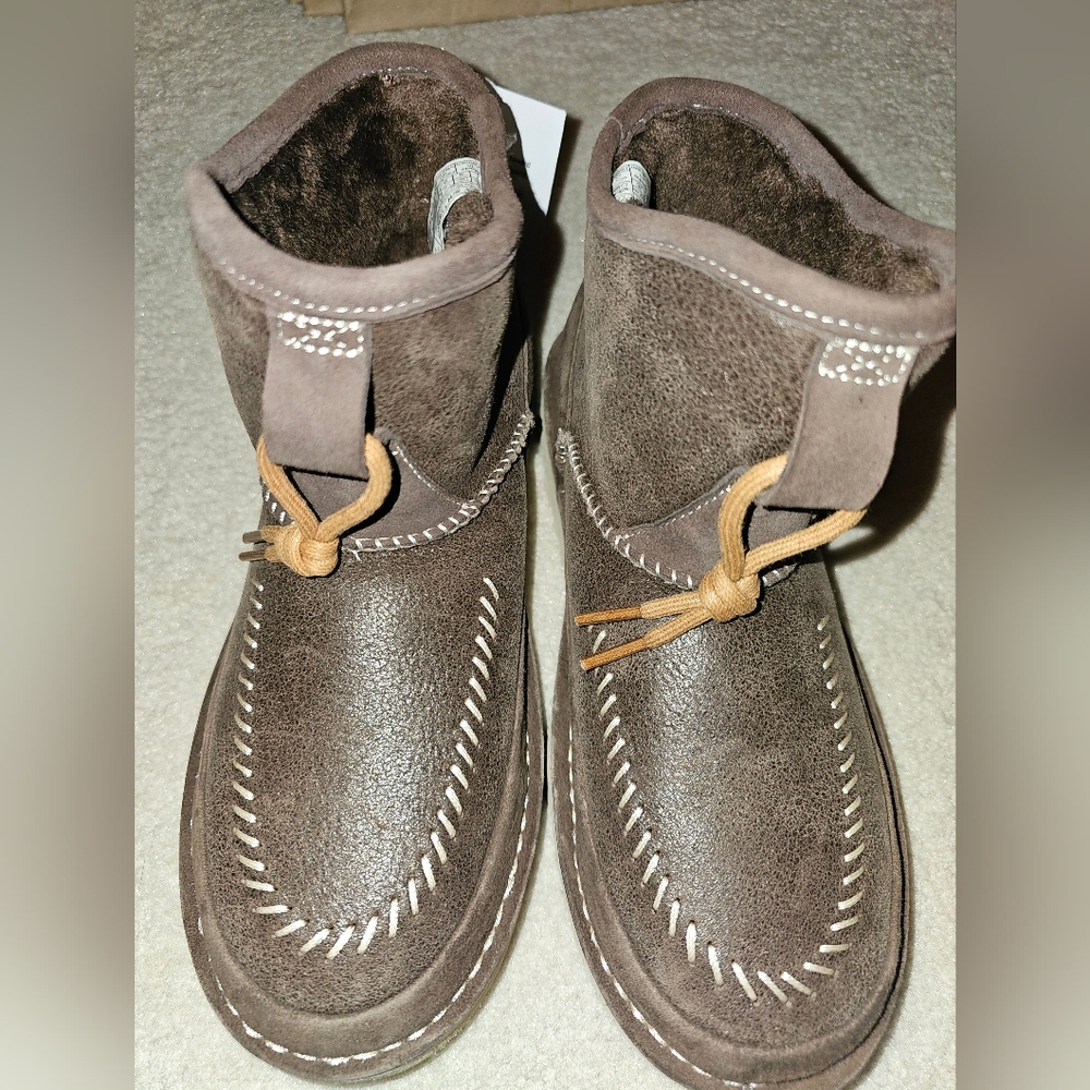 UGG's Regenerated Campfire Dark Brown Suede Boots with Tan Laces